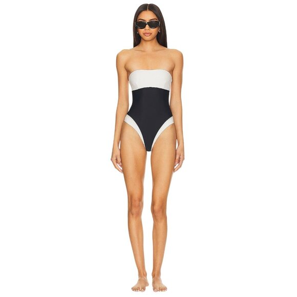 Lovers and Friends Moani Strapless One Piece in Black & White X-Large New swim - Picture 1 of 7